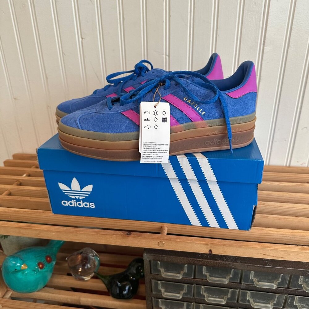 Adidas Gazelle Bold Platform Blue & Pink Sneakers Women's 10.5